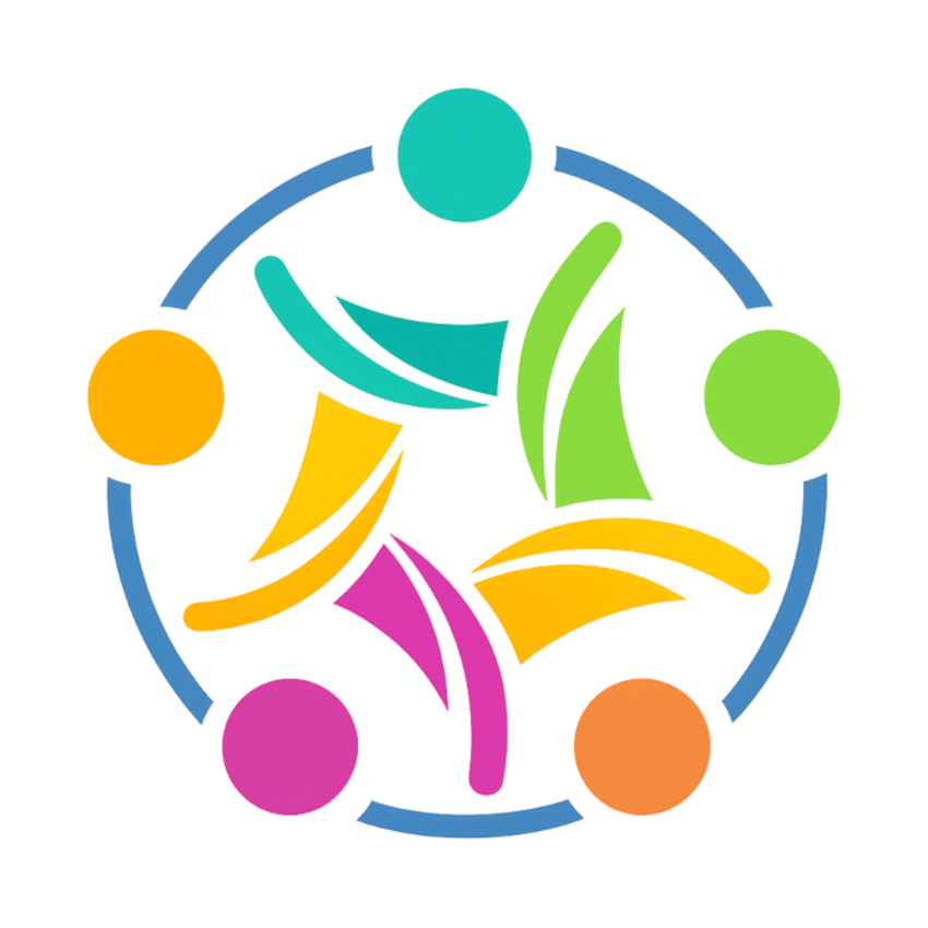 Bunte Menschen, die zusammenarbeiten. Logo von Sexpositiv.events