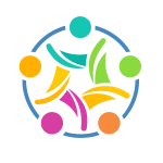 Logo von sexpositiv.events mit stilisierter Figur im Kreis aus bunten Elementen
