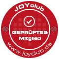 Rotes "geprüftes Mitglied" Schild von Joyclub